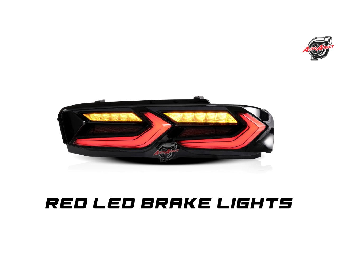 2019-2025 CHEVY CAMARO VELOX LED TAILLIGHTS GLOSS BLACK/RED LENS