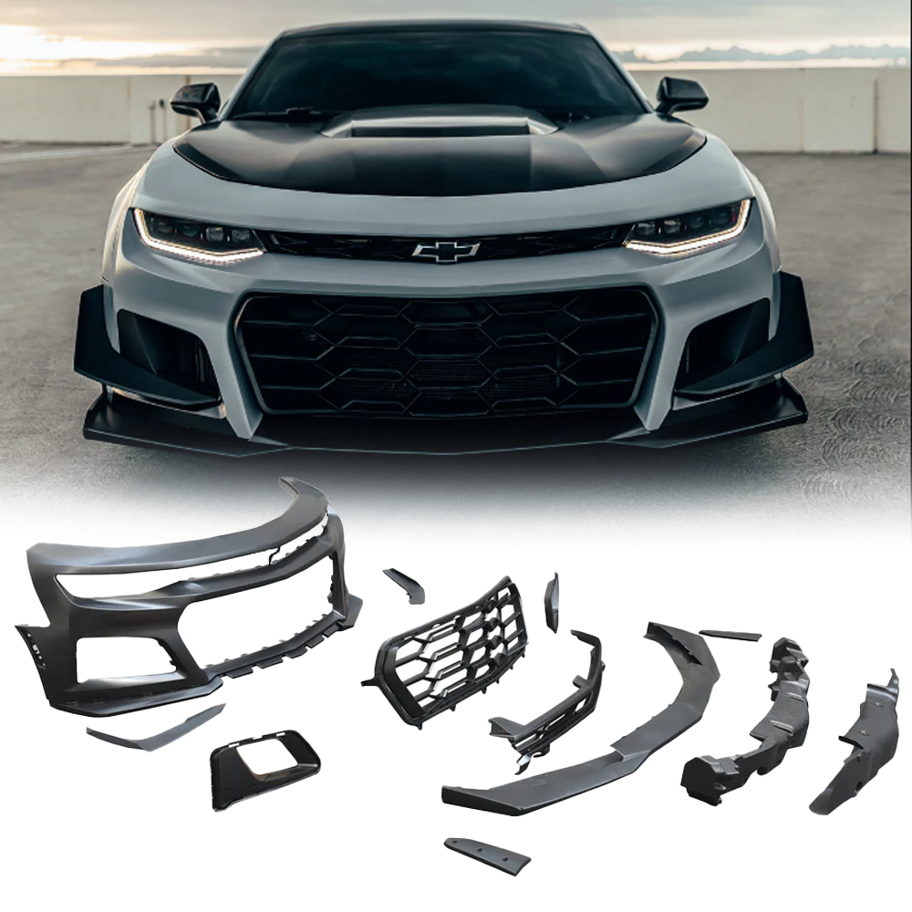 Paquete de conversión de parachoques delantero para Chevy Camaro ZL1 1LE Track 2016-2018, 11 piezas, kit completo, negro plano