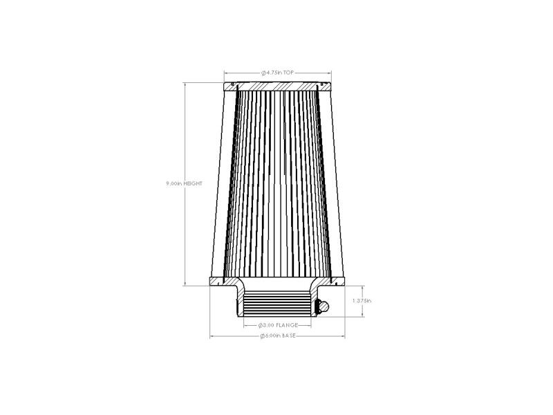 aFe POWER Universal Clamp-On Air Filter w/ D2 Dura-Dry Media - 3in F x 6in B x 4-3/4in T x 9in H