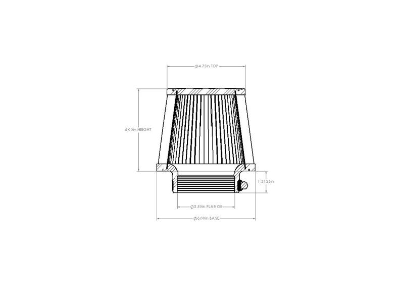 aFe POWER Universal Clamp-On Air Filter w/ D2 Dura-Dry Media - 3-1/2in F x 6in B x 4-3/4in T x 5in H