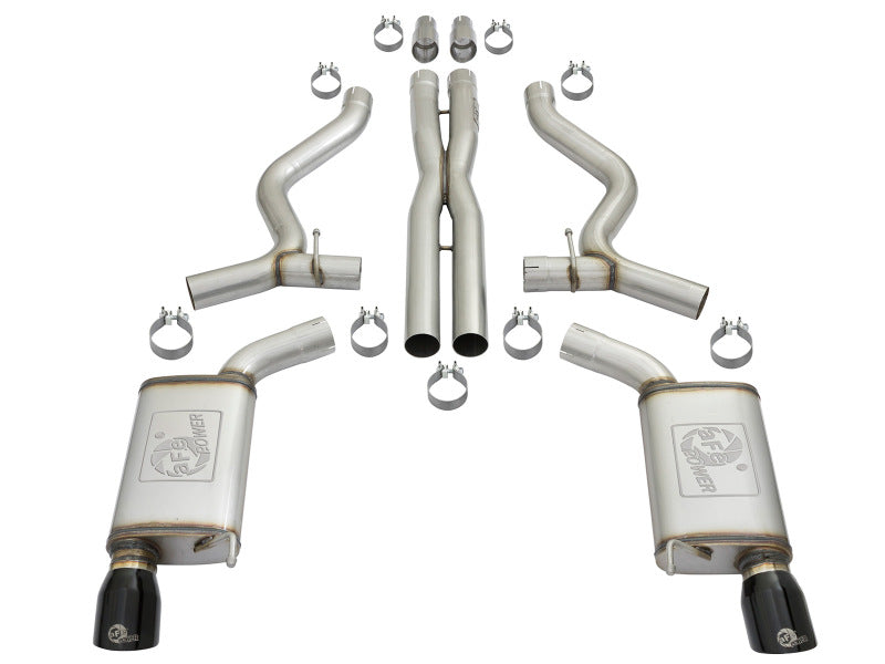 aFe MACH Force-Xp 3" 304 Stainless Steel Cat-Back Exhaust with Black Tips for 2015-2017 Ford Mustang GT & V6