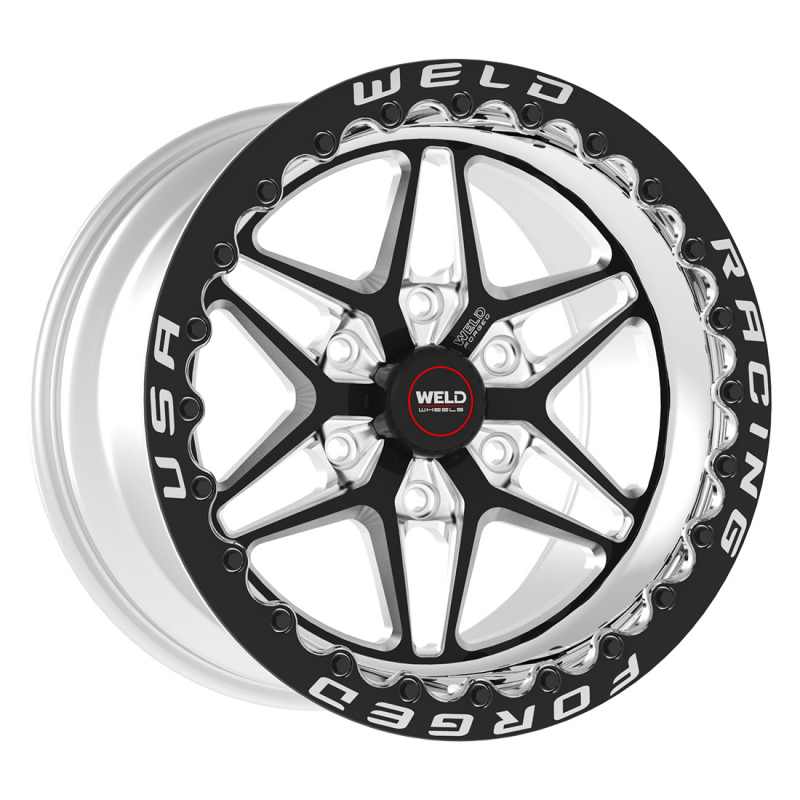Weld S81 HD Beadlock 15x10/5x135/5.5 BS/3.54 HB-Black Center-Polished Shell-Black SBL MT Wheel