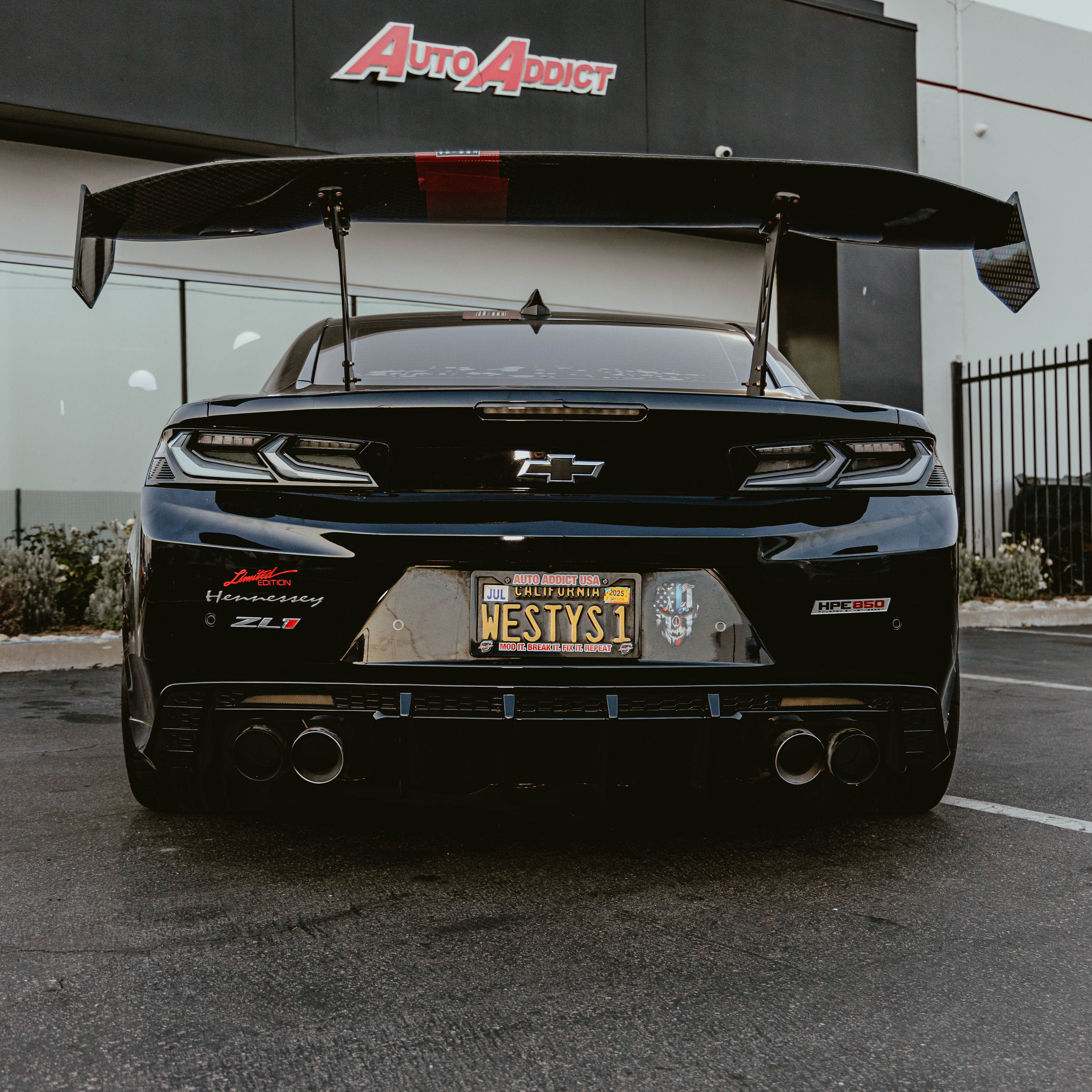 2017-2025 Chevy Camaro ZL1 / ZL1 1LE EVO Diffuser W/ Smokey Reflectors Gloss Black