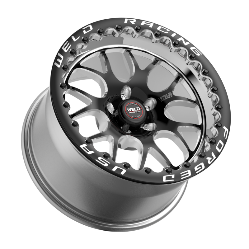Weld S77 Beadlock 15x8/5x114.3/5.5 BS/3.18 HB - Black Center - Polished Shell - Black SBL MT Wheel