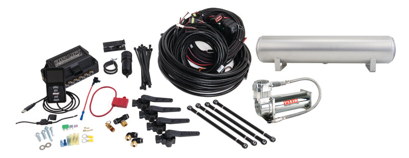 Air Lift Performance 3H Air Management System | 1/4” Air Line | 4 Gal 5-Port Raw Aluminum Tank | VIAIR 444C