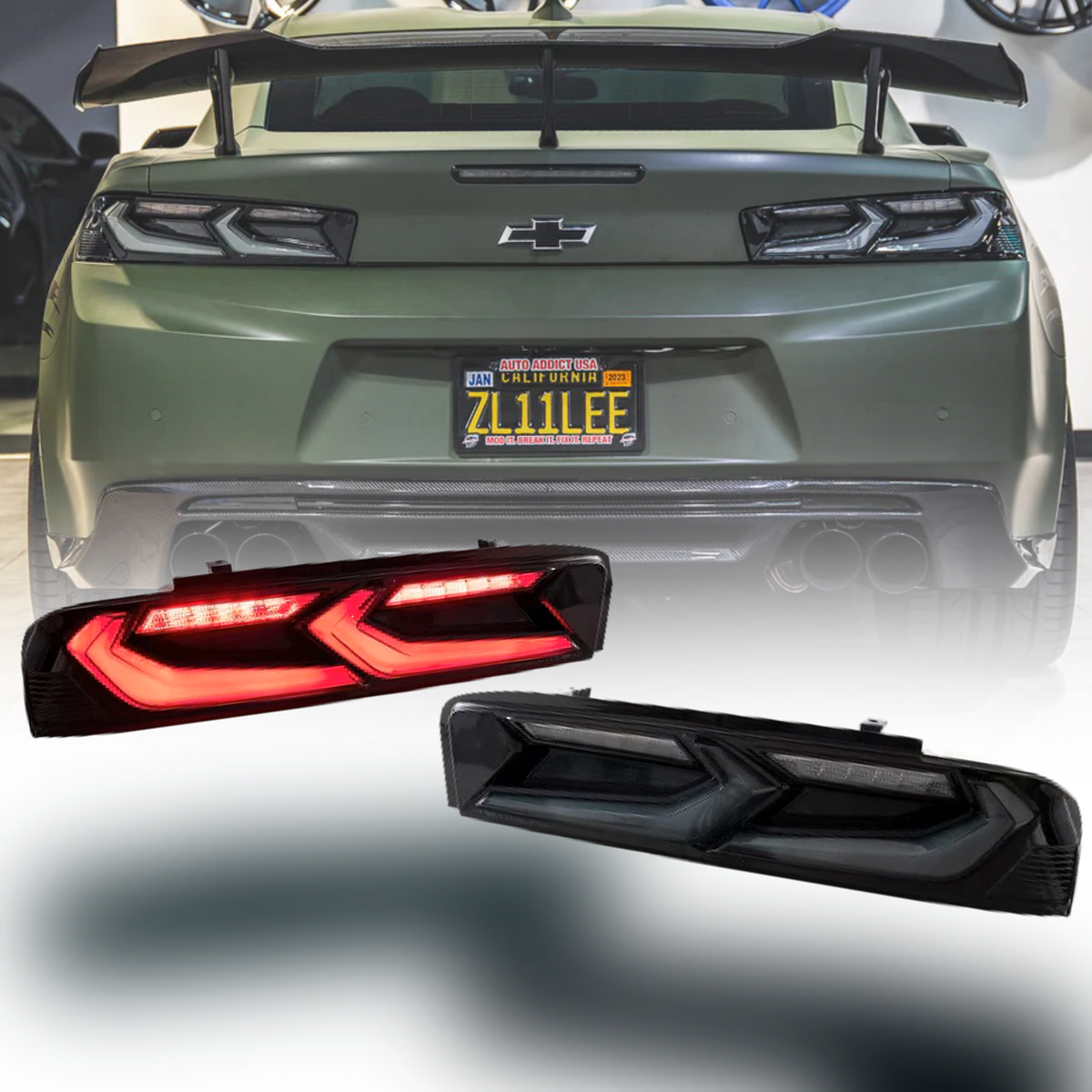 2012-2013 CHEVY CAMARO UMBRA LED TAILLIGHTS GLOSS BLACK/SMOKE LENS + CUSTOM HARNESS main image 1