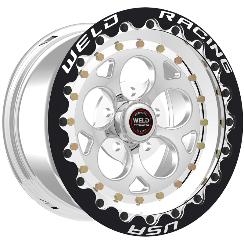 Weld Magnum III Beadlock 15x8/5x4.5/5.5 BS/3.18 HB-Black Center-Polished Shell-Black SBL MT Wheel