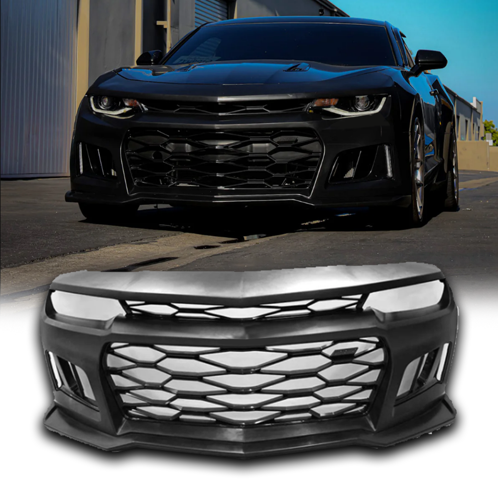 2016-2018 Chevy Camaro ZL1 Front Bumper Conversion 7pcs Ful Kit Flat BLK