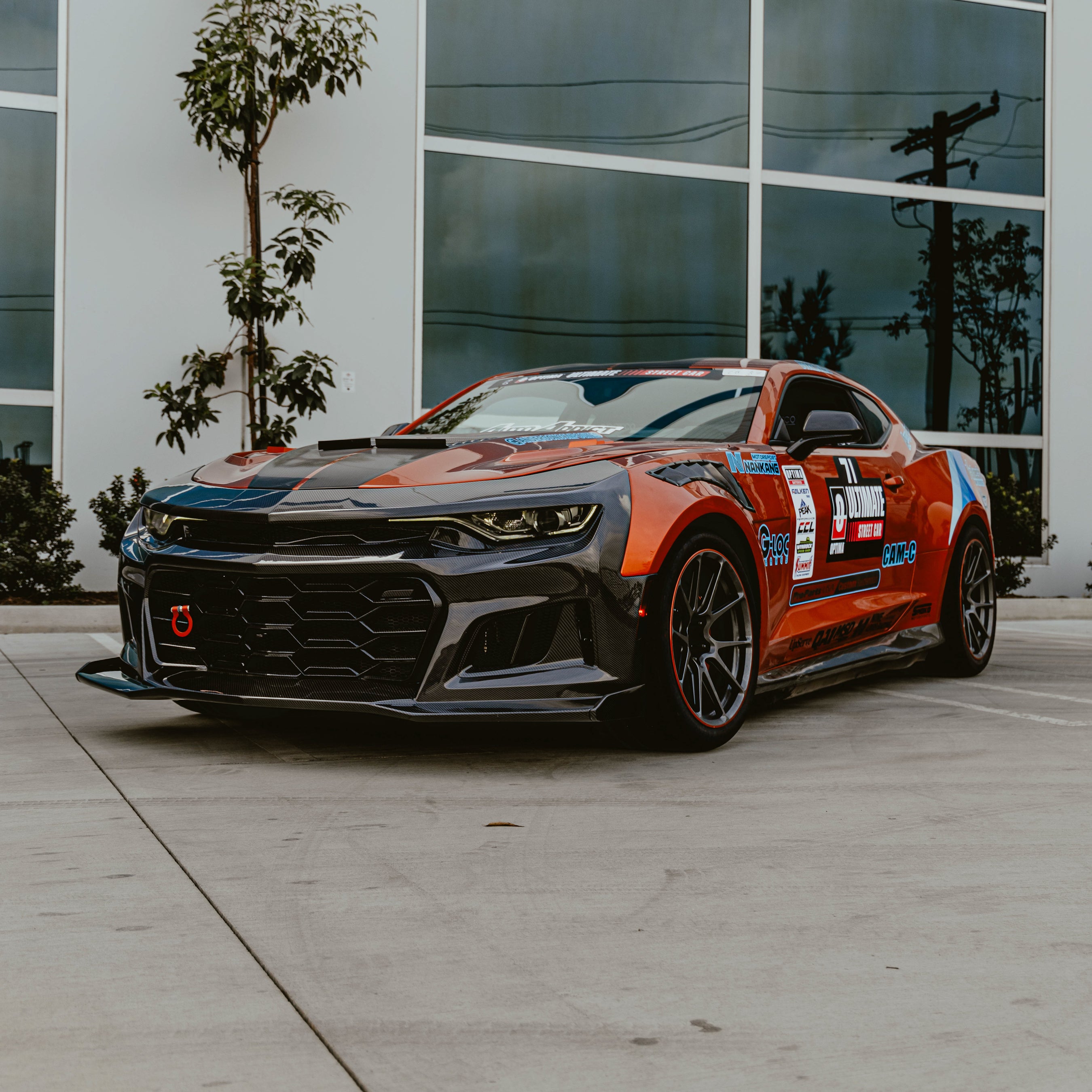 2019-2025 Chevy Camaro SS RS LT Black Panther ZL1 1LE 1PC Full Gloss Carbon Fiber Track Package Front Bumper Conversion for RS Headlights