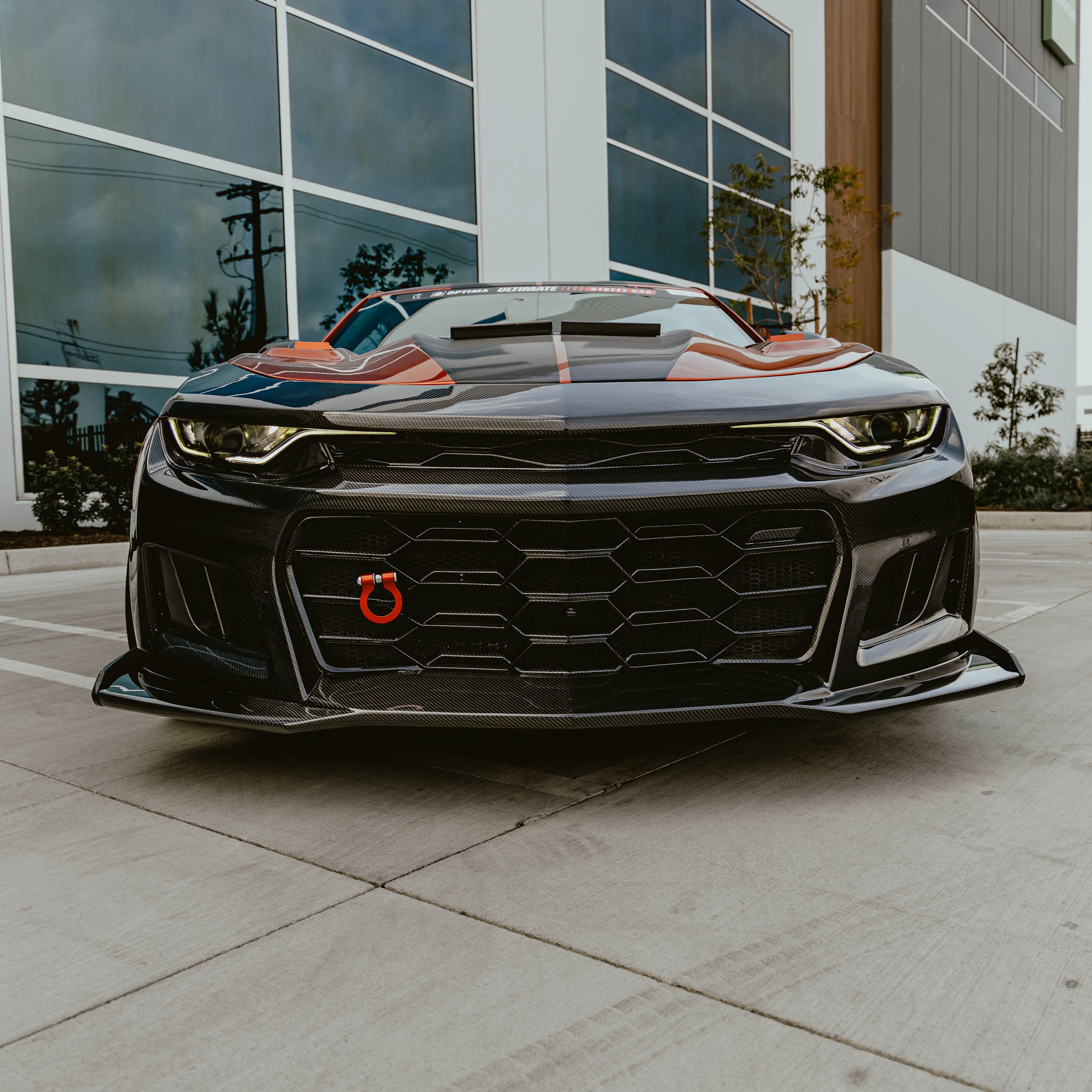 2019-2025 Chevy Camaro SS RS LT Black Panther ZL1 1LE 1PC Full Gloss Carbon Fiber Track Package Front Bumper Conversion for RS Headlights