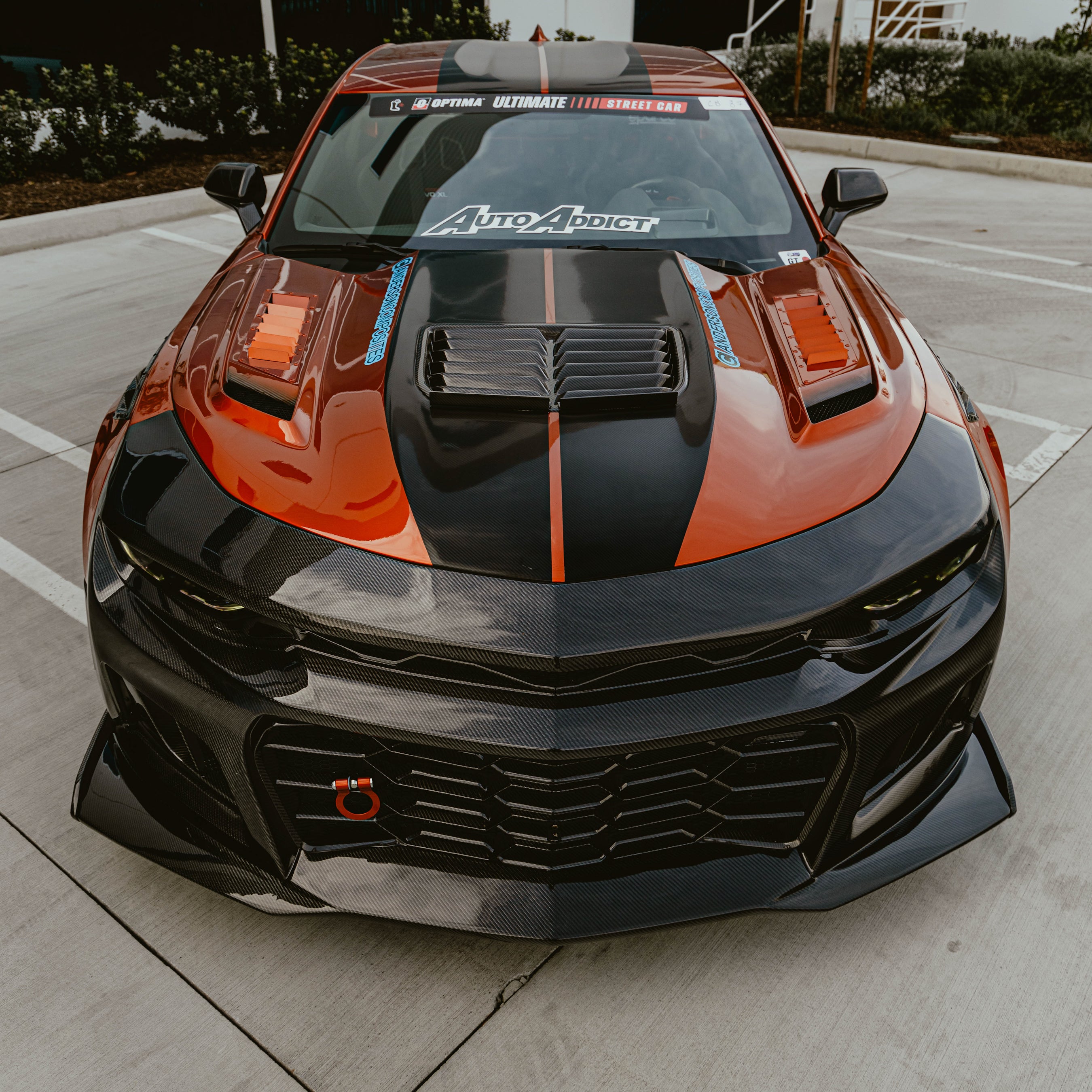 2019-2025 Chevy Camaro SS RS LT Black Panther ZL1 1LE 1PC Full Gloss Carbon Fiber Track Package Front Bumper Conversion for RS Headlights