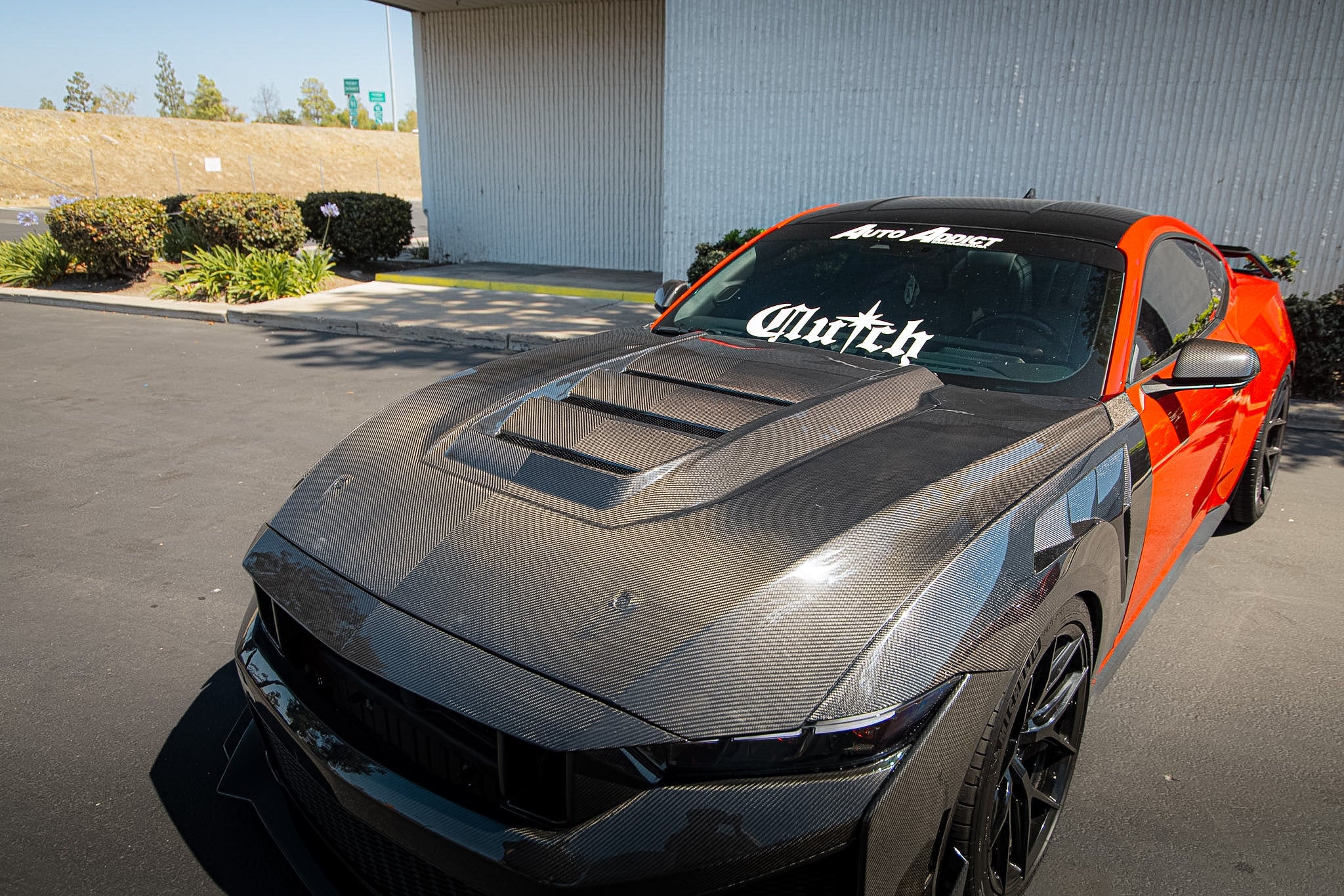 2024 Ford Mustang S650 V-Shaped gloss carbon fiber hood for Heritage SC track package