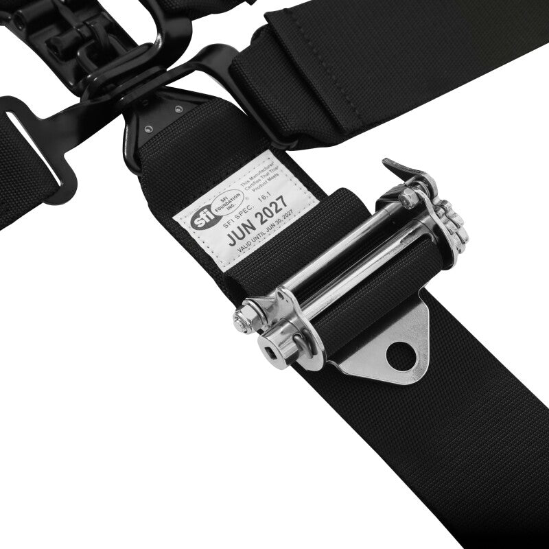 RaceQuip L & L 5pt Ratchet HNR Harness Black