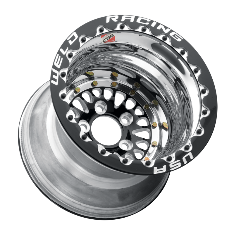 Weld RPM 15x10 / 5x4.5 / 5 BS / 3.18 HB - Black Center - Polished Shell - Black SBL MT Wheel
