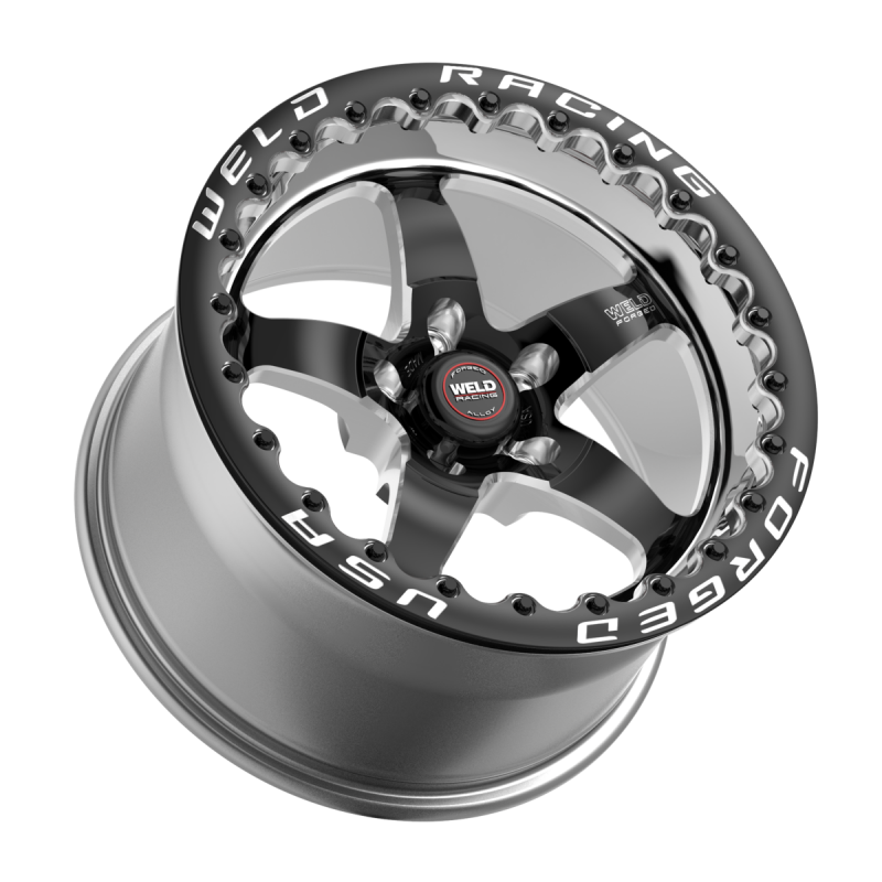 Weld S71 Beadlock 15x9/5x120.65/4.5 BS/3.18 HB - Black Center - Polished Shell - Black SBL MT Wheel