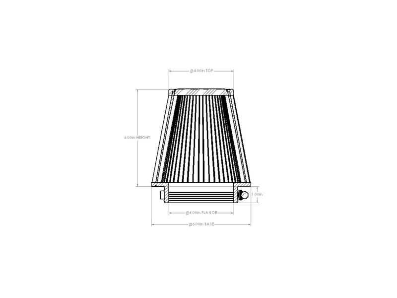 aFe POWER Universal Clamp-On Air Filter w/ D2 Dura-Dry Media - 4in F x 6in B x 4in T x 6in H