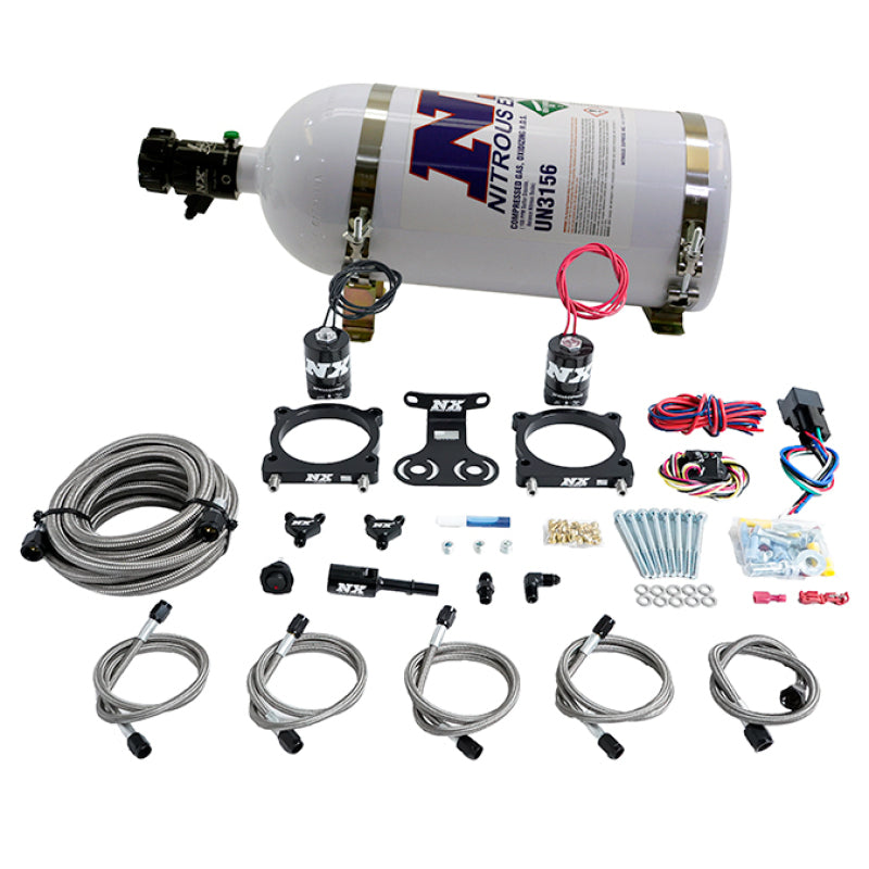 Nitrous Express 2024+ Ford Mustang 5.0L Dual Throttle Body Plate System w/15lb Bottle