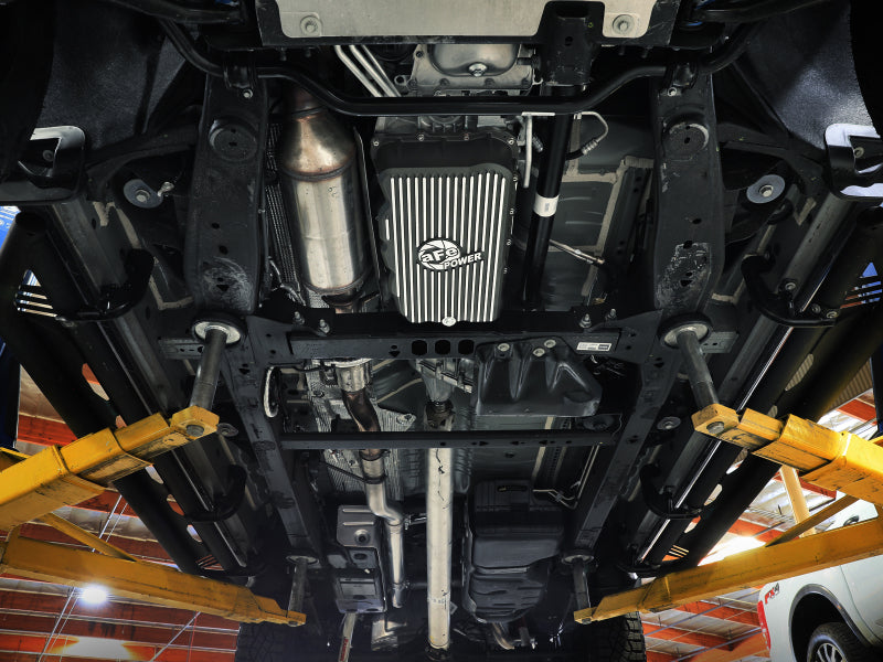 aFe 20-26 GM Trucks L6 3.0L Transmission Pan - Black w/ Machined Fins