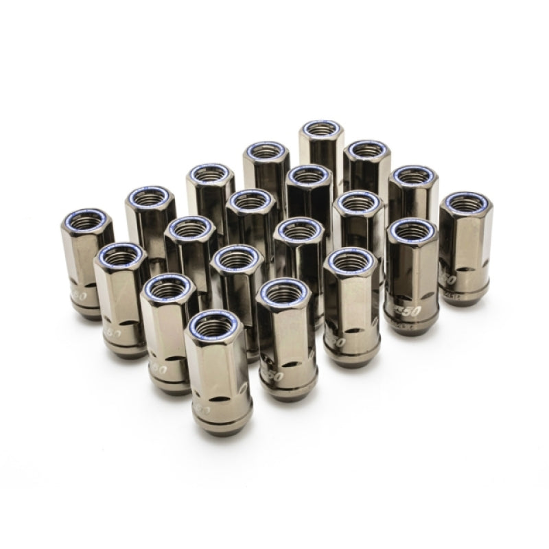 Wheel Mate Muteki HR50 Open End Lug Nuts - Titanium Chrome w/ Blue Ring | 14x1.50 (Set of 20)