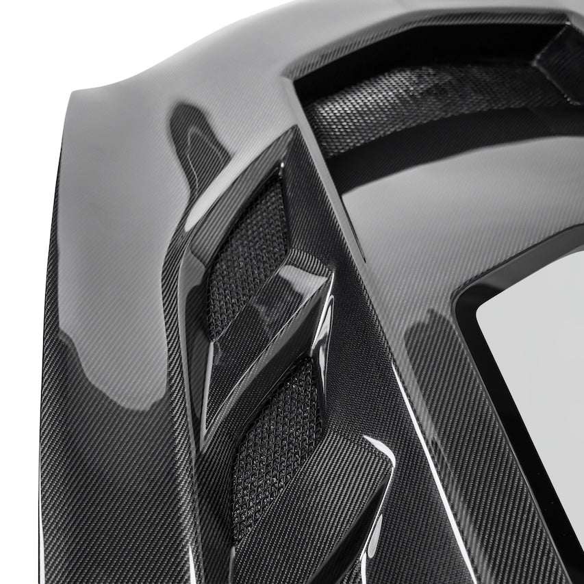 2014-2019 Corvette C7 Type-VS1 Double Sided Carbon fiber Vented Style Hood W/ Window For Stingray, Z51, Grand Sport, Z06