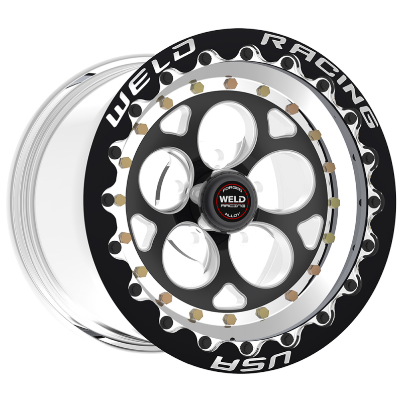 Weld Magnum III Beadlock 15x8/5x4.5/5.5 BS/3.18 HB-Black Center-Polished Shell-Black SBL MT Wheel