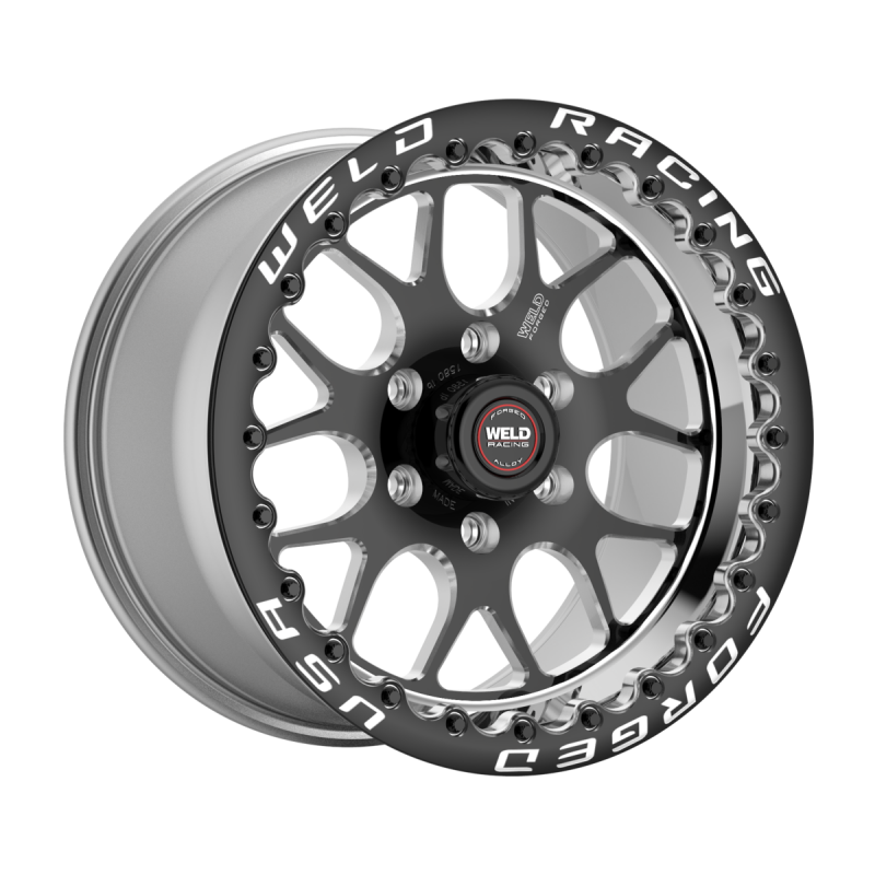 Weld S77 HD Beadlock 15x10/6x139.7/6.5 BS/3.54 HB-Black Center-Polished Shell-Black SBL MT Wheel