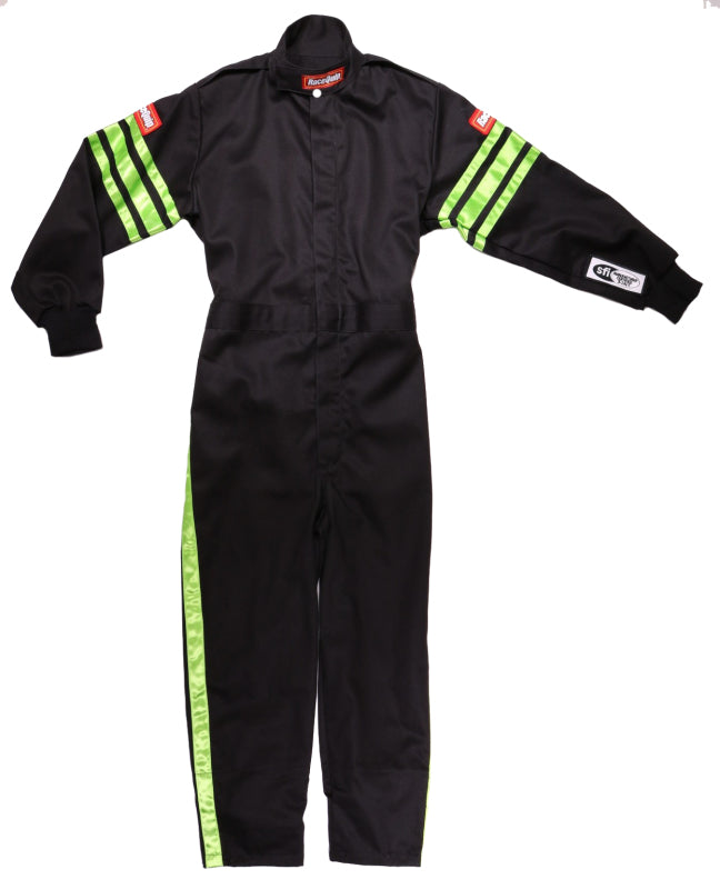 RaceQuip Green Trim SFI-1 JR. Suit - Kids Medium
