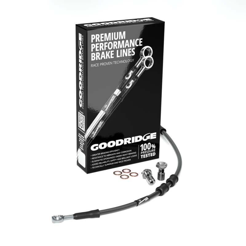 Goodridge 88-03 HD XL883H Hugger -4in Front Brake Line Kit - Black