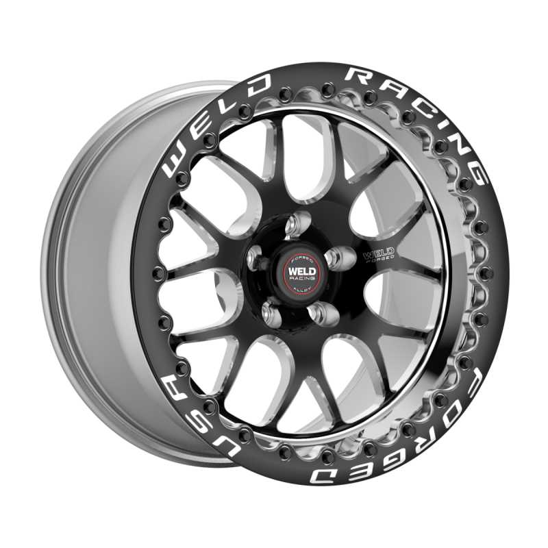 Weld S77 Beadlock 15x9/5x120.65/4.5 BS/3.18 HB - Black Center - Polished Shell - Black SBL MT Wheel