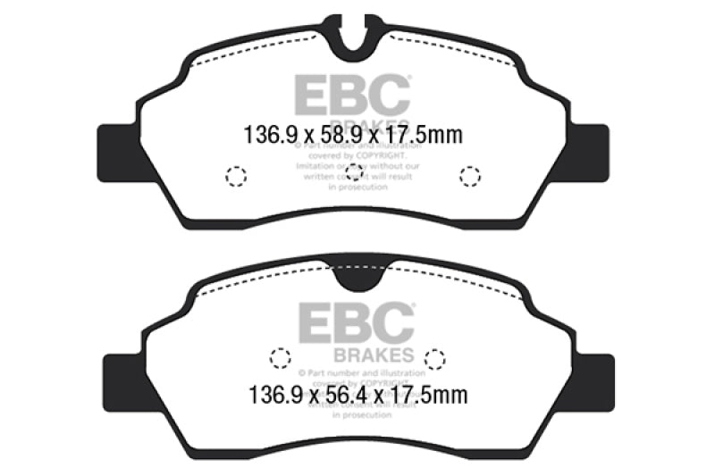 EBC 15+ Ford Transit 2.2 TD Ultimax2 Rear Brake Pads
