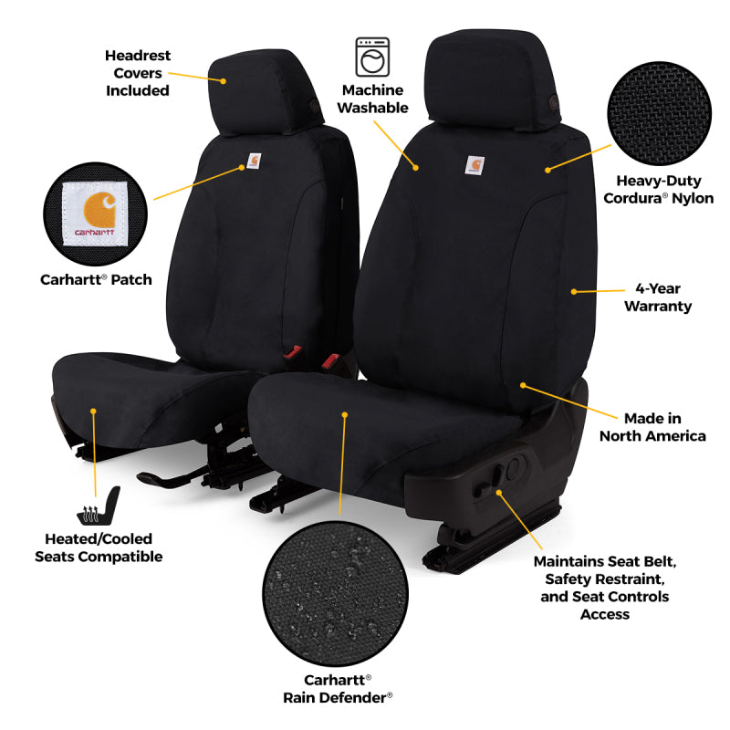 Covercraft 22-24 Ford Bronco Raptor Carhartt Super Dux SeatSaver Frt Row Custom Seat Cover - Black
