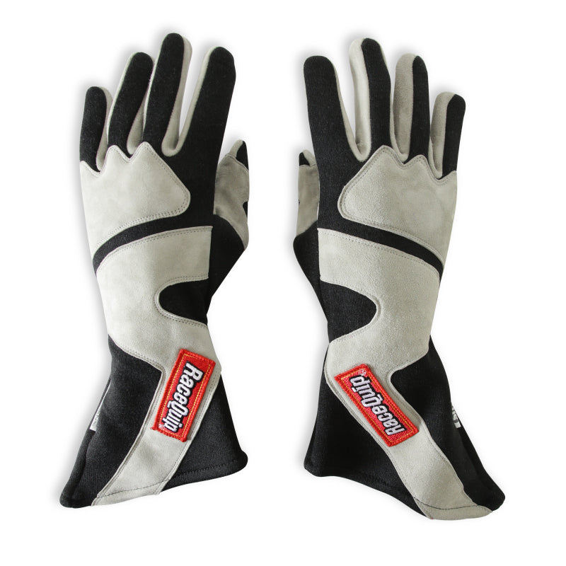 RaceQuip SFI-5 Gray/Black Medium Long Angle Cut Glove