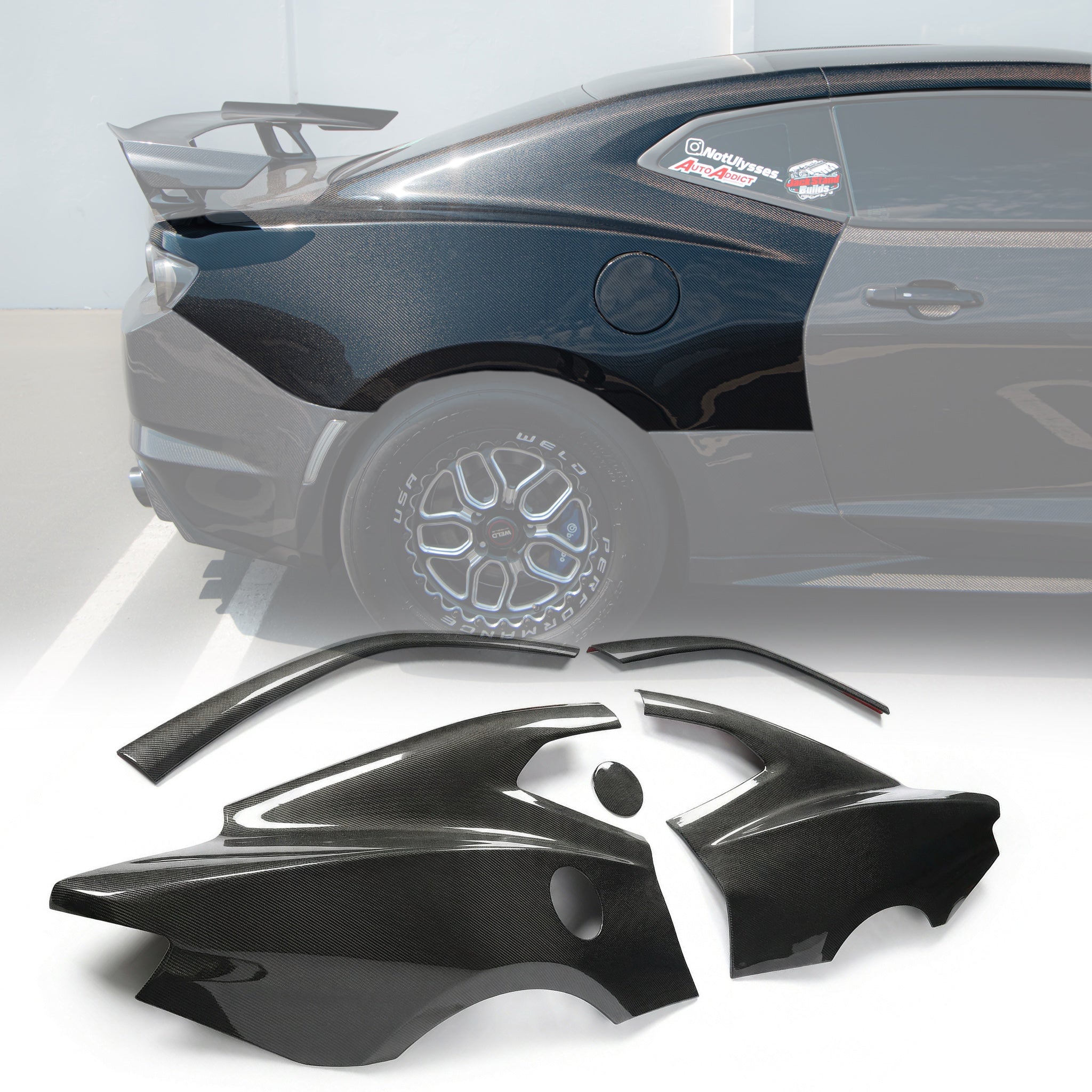 2016-2025 Camaro RS/SS/ZL1 Carbon Fiber A Pillars w/ Quarter Panel 5pc Skin Blueprint