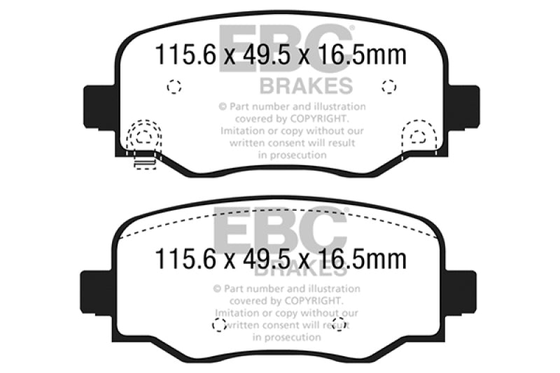 EBC 15+ Fiat 500X 1.4 Turbo Yellowstuff Rear Brake Pads