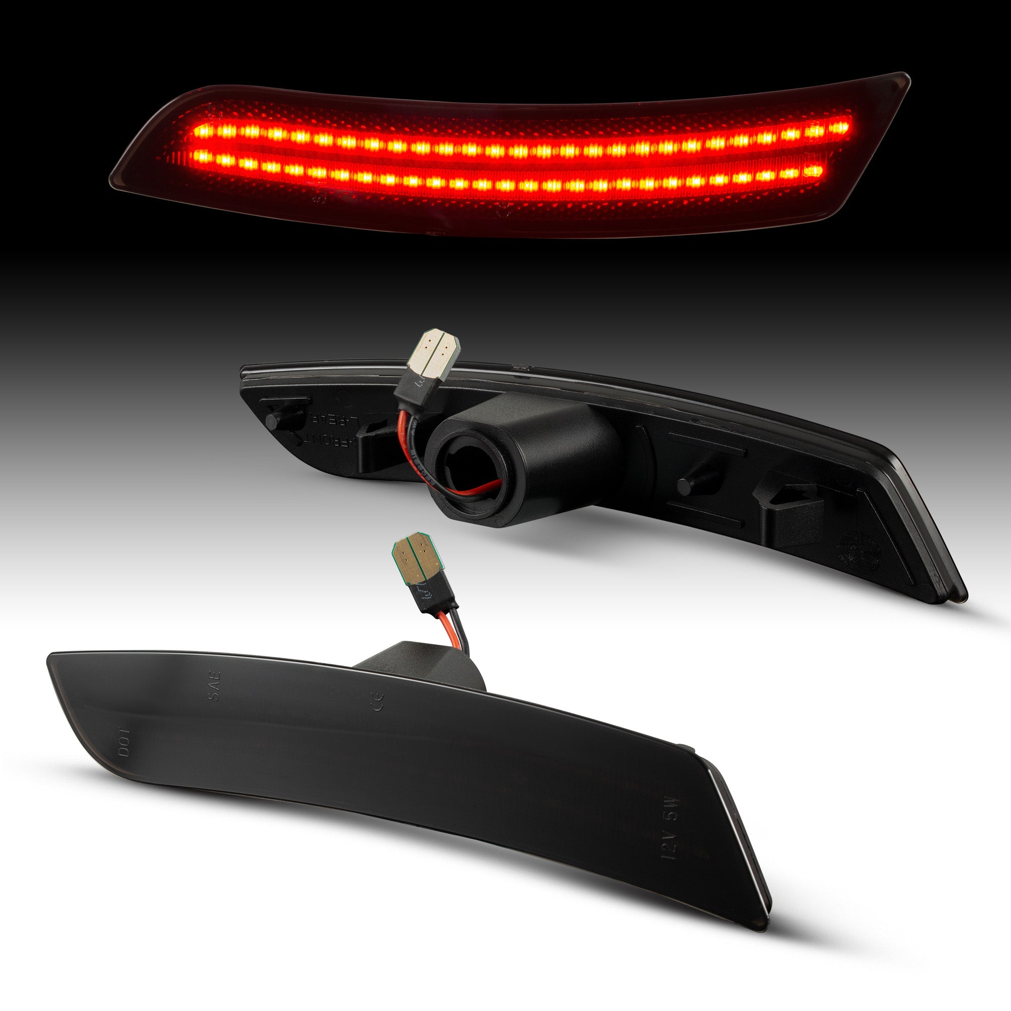 Luces LED laterales con carcasa negra para Chevrolet Camaro LT, RS, SS y ZL1 2016-2024 