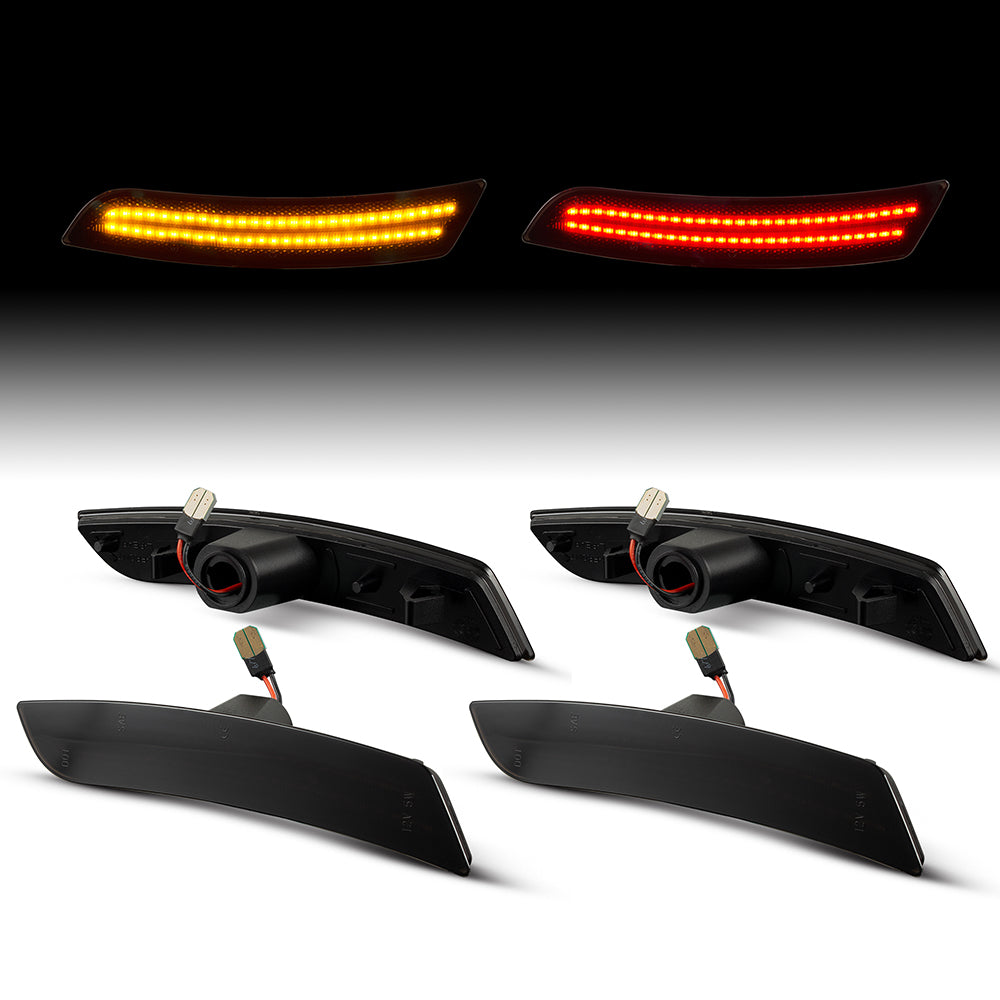 Luces LED laterales con carcasa negra para Chevrolet Camaro LT, RS, SS y ZL1 2016-2024 