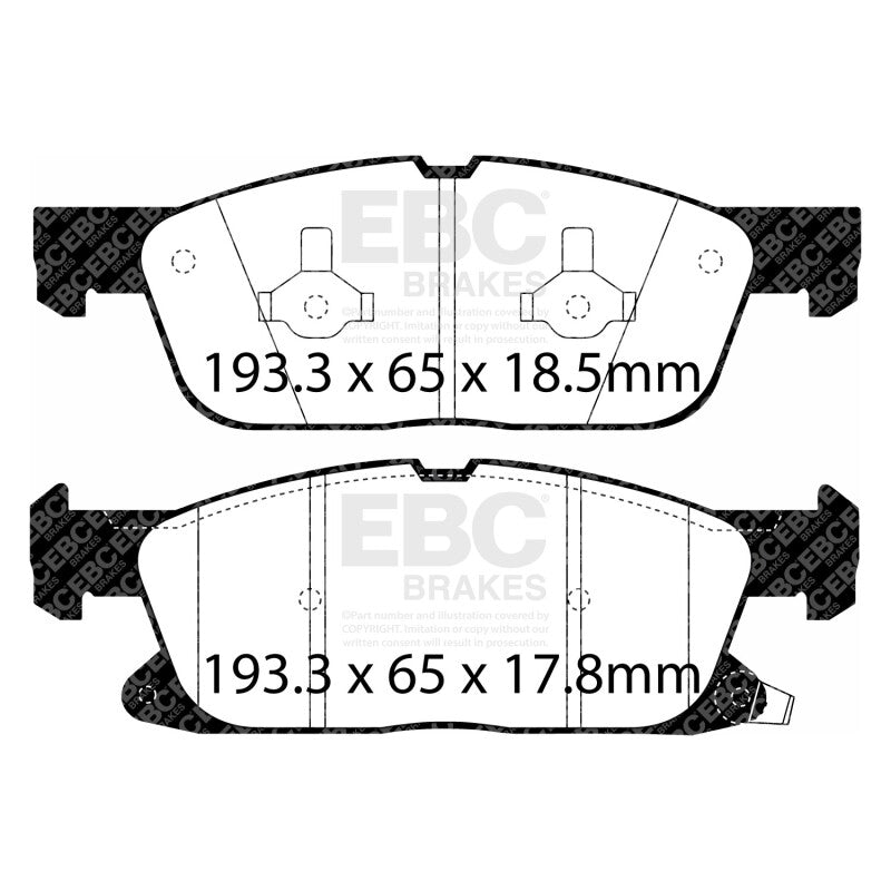 EBC 2016+ Lincoln Continental (10th Gen) 2.7L Twin Turbo Greenstuff Front Brake Pads