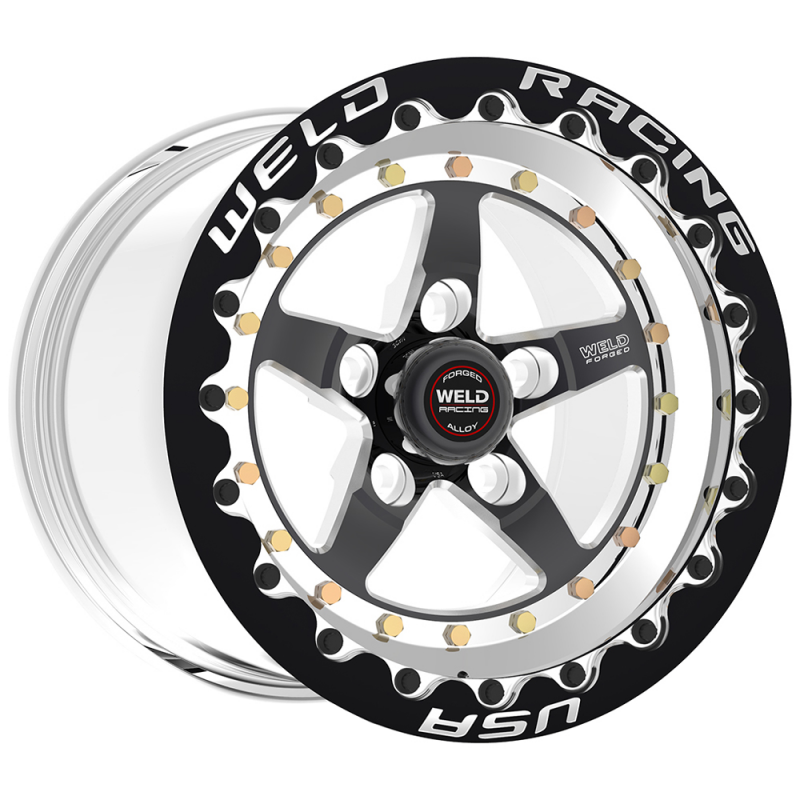 Weld Weldstar Beadlock 15x10/5x4.5/3.5 BS/3.18 HB-Black Center-Polished Shell-Black SBL MT Wheel