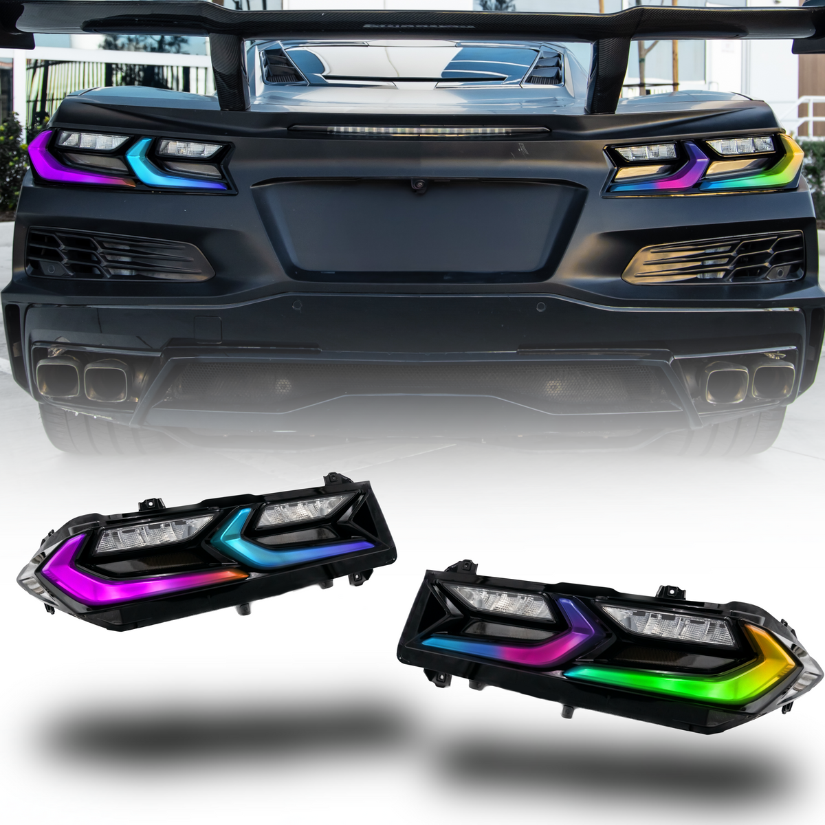 Auto Addict USA 2020-2027 Corvette C8 Euro RGB LED taillights amber sequential pair