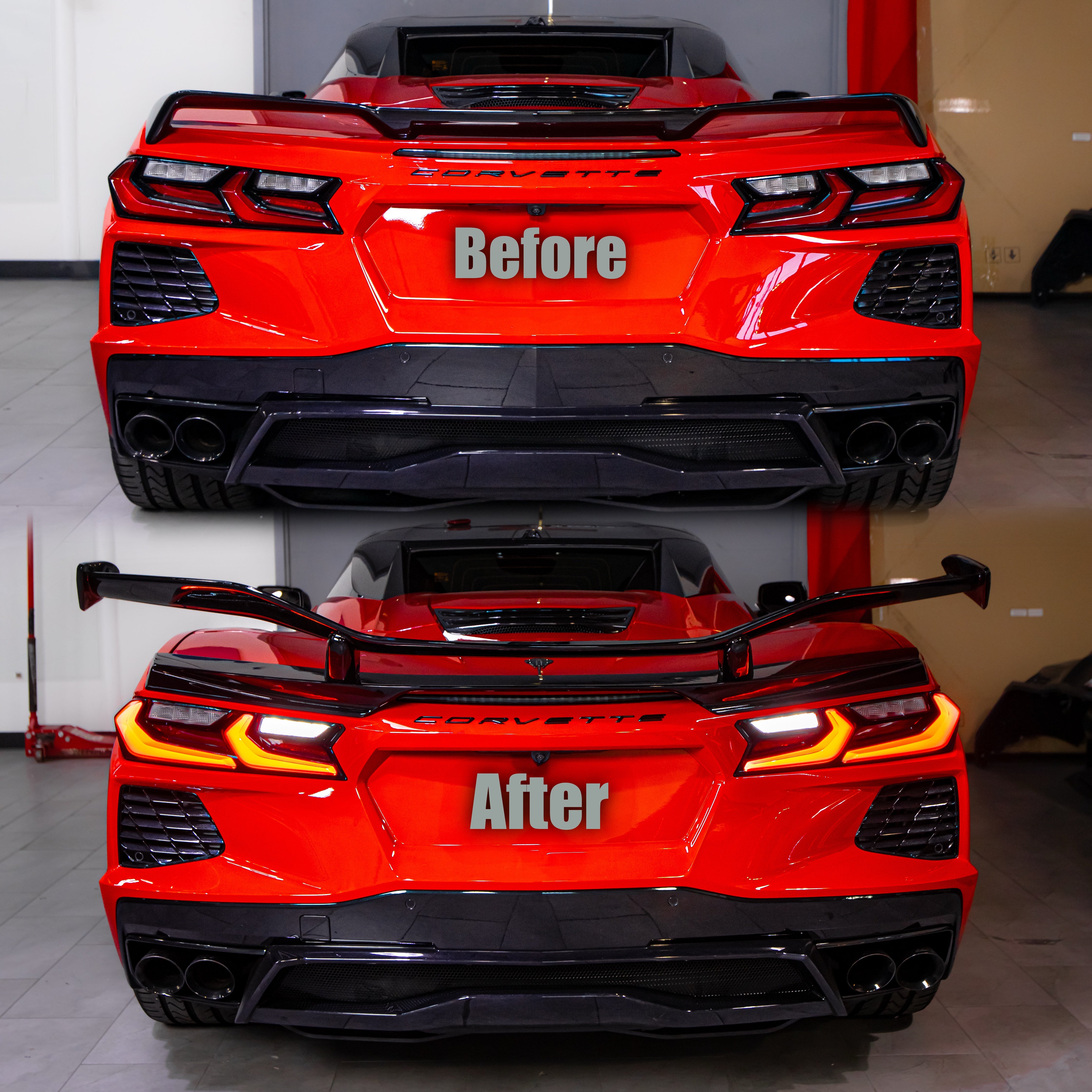 2020-2026 Corvette C8 Type-Z06 Style Rear Spoiler Aluminum 2pc For Stingray