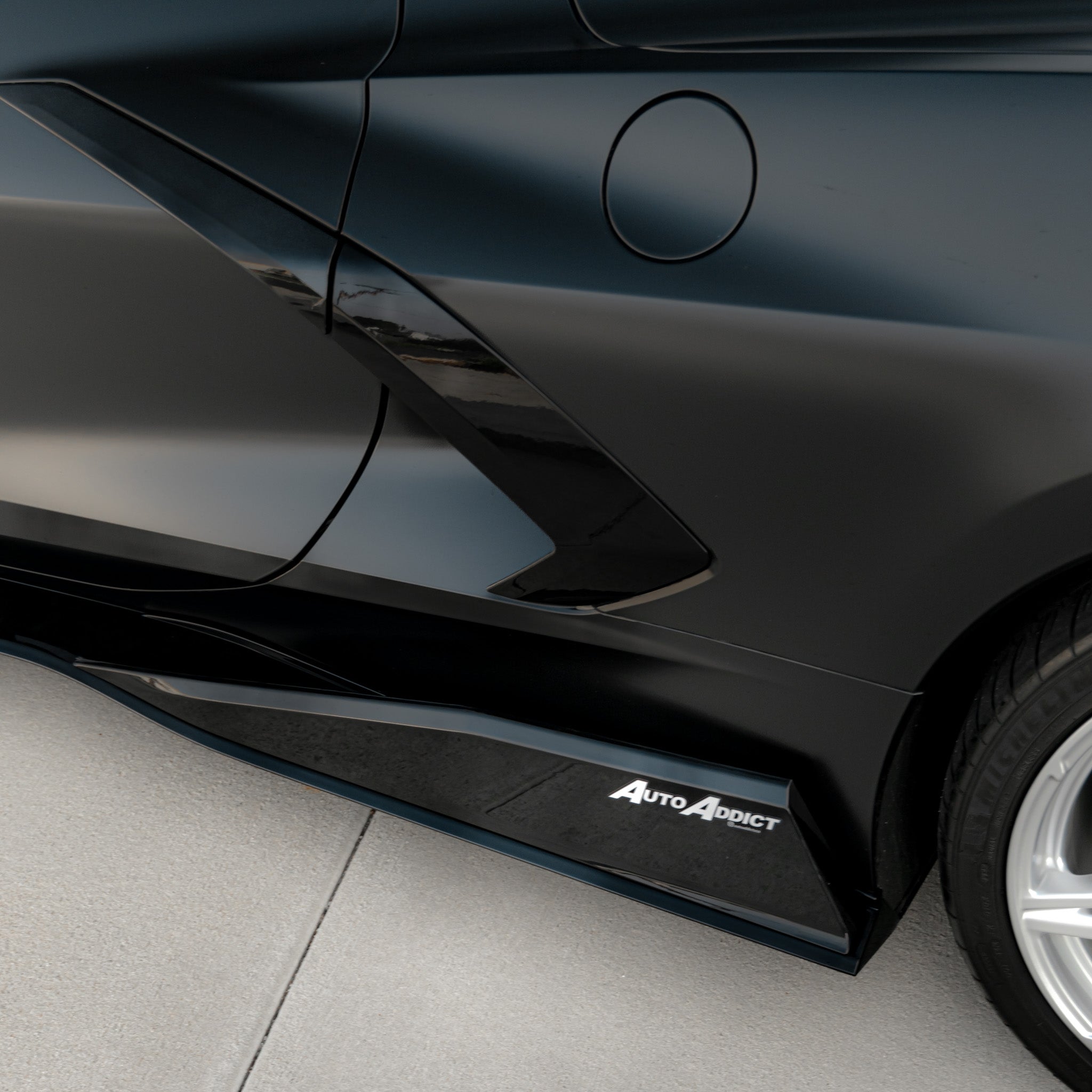 2020-2024 Corvette C8 Stingray Evo Style Side Skirts Gloss Black Pair