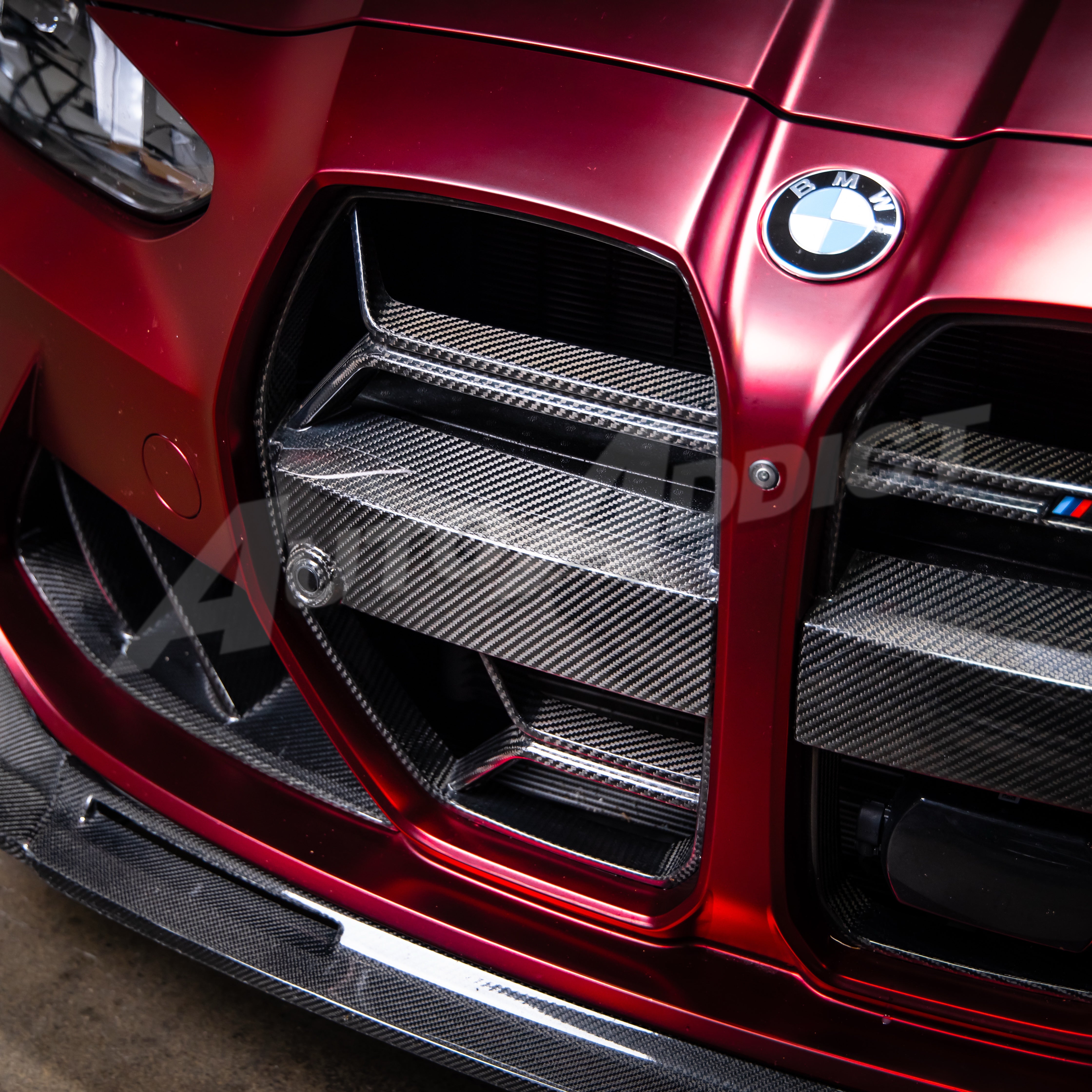 2021-2026 BMW G82 G83 M4 Dry Gloss Double Sided Carbon Fiber Lower Grill with ACC