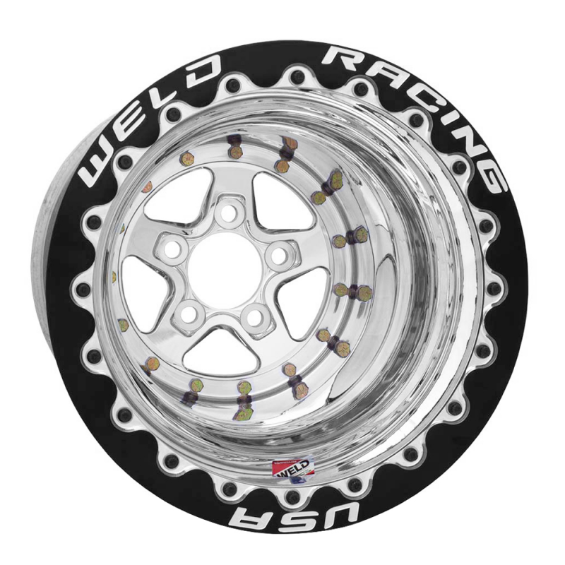 Weld Alumastar 15x12/5x4.75/5 BS/3.18 HB - Black Center - Polished Shell - Polished SBL MT Wheel
