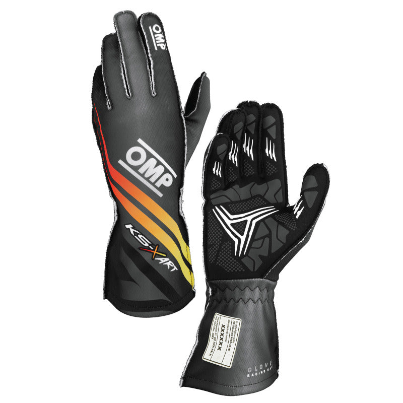 OMP KS-X ART GLOVES my2025 FIA 8877-2022 BLACK/YELLOW/RED SZ 4 (KIDS)