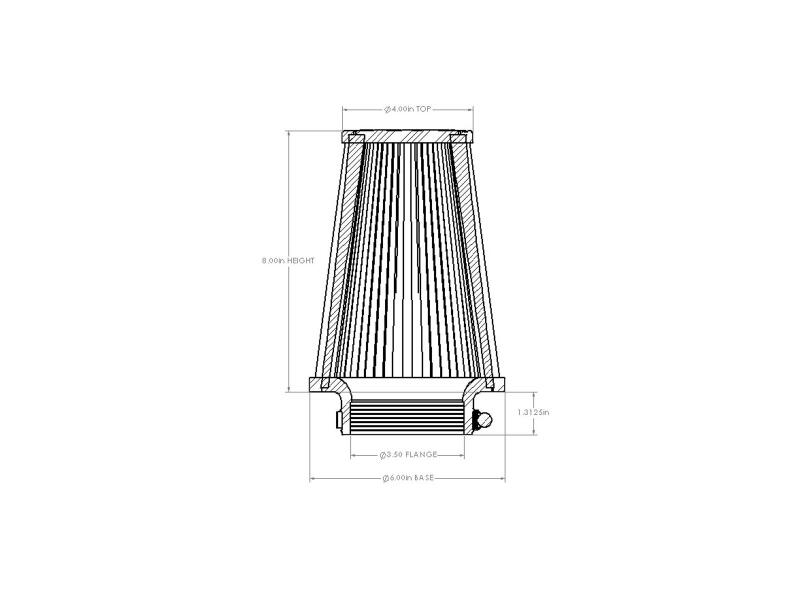 aFe POWER Universal Clamp-On Air Filter w/ D2 Dura-Dry Media - 3-1/2in F x 6in B x 4in T x 8in H