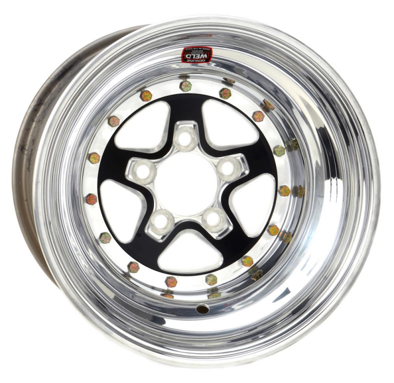 Weld Alumastar 15x13 / 5x4.5 / 4 BS / 3.18 HB - Black Center - Polished Shell - Non-BL Wheel