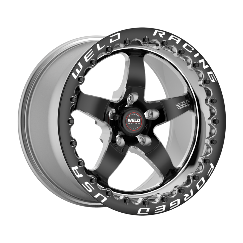Weld S71 Beadlock 15x9/5x120.65/4.5 BS/3.18 HB - Black Center - Polished Shell - Black SBL MT Wheel