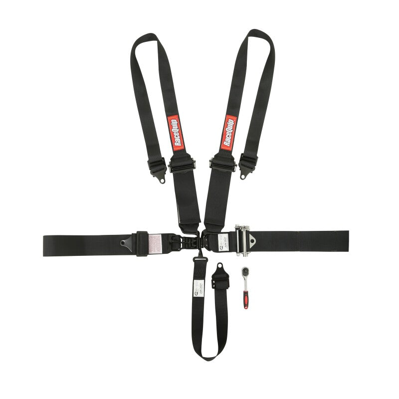 RaceQuip L & L 5pt Ratchet HNR Harness Black