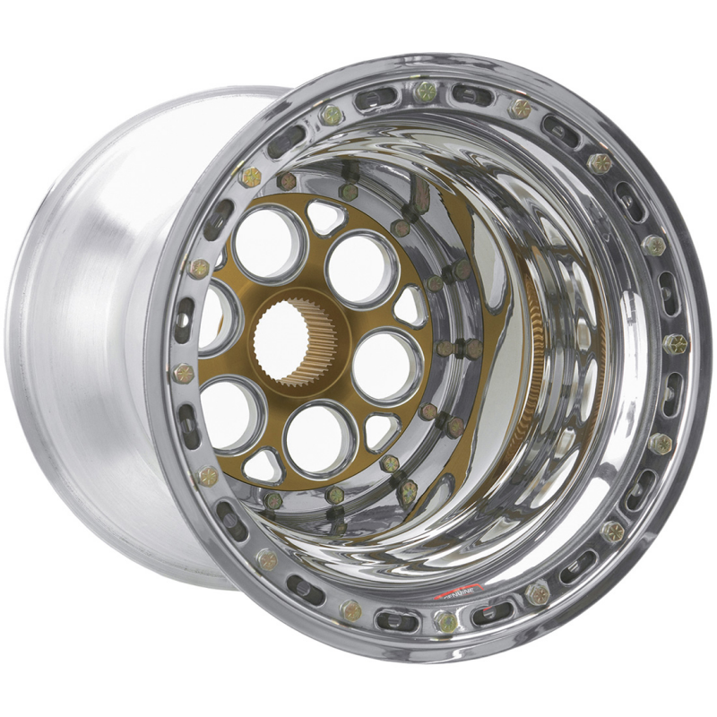 Weld Magnum Sprint 15x16/42-Spline/6 BS-Gold Cntr-Polished Shell-Polished OBL-Polished Cover Wheel