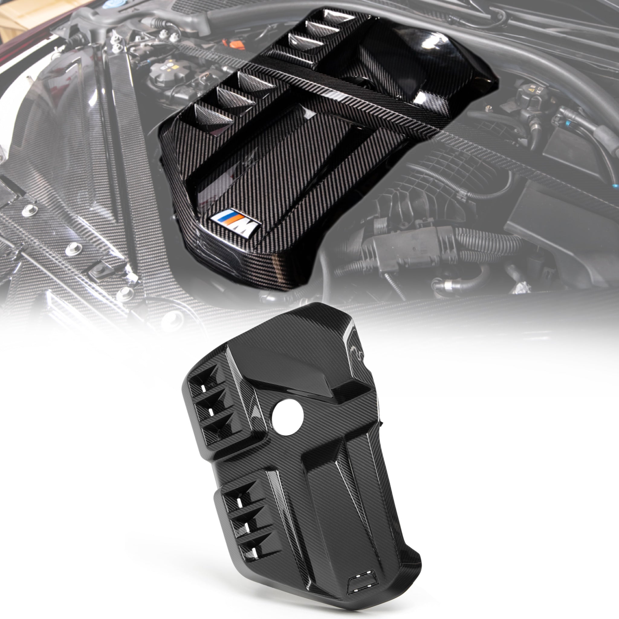 2021-2026 BMW G80 M3 G82 G83 Dry Gloss Double Sided Carbon Fiber Engine Cover Replacement